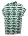 Brooke Wright Size L White & Green Cotton & Linen Sleeveless V Neck Dress White & Green / L