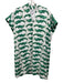 Brooke Wright Size L White & Green Cotton & Linen Sleeveless V Neck Dress White & Green / L