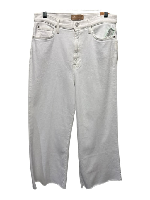 7 For All Mankind Size 31 White Cotton High Rise Zip Fly Wide Leg Pants White / 31