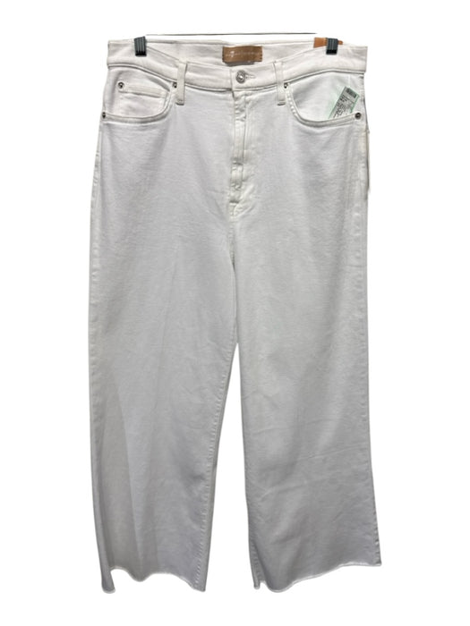 7 For All Mankind Size 31 White Cotton High Rise Zip Fly Wide Leg Pants White / 31