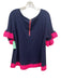 Sail To Sable Size XL Navy Blue & Pink Cotton Floral Embroidered Top Navy Blue & Pink / XL