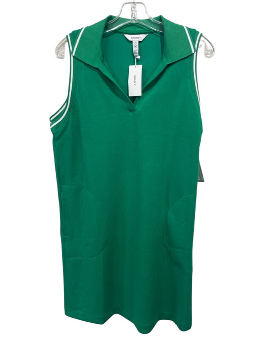 Spanx Size M Green & White Tencel & Polyester Sleeveless V Neck Collar Dress Green & White / M