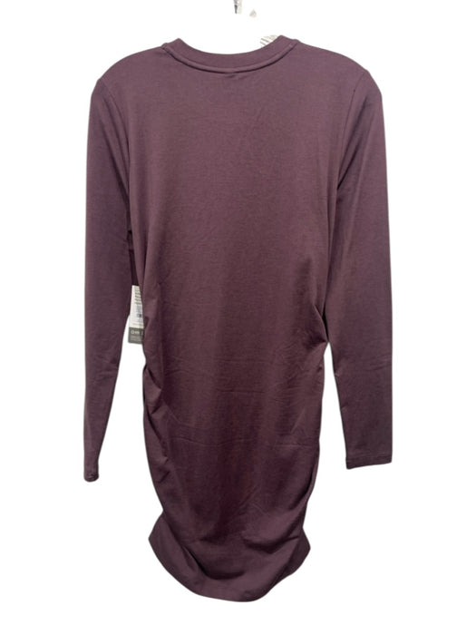 Vuori Size L Purple Polyester Long Sleeve Rouched Sides Dress Purple / L