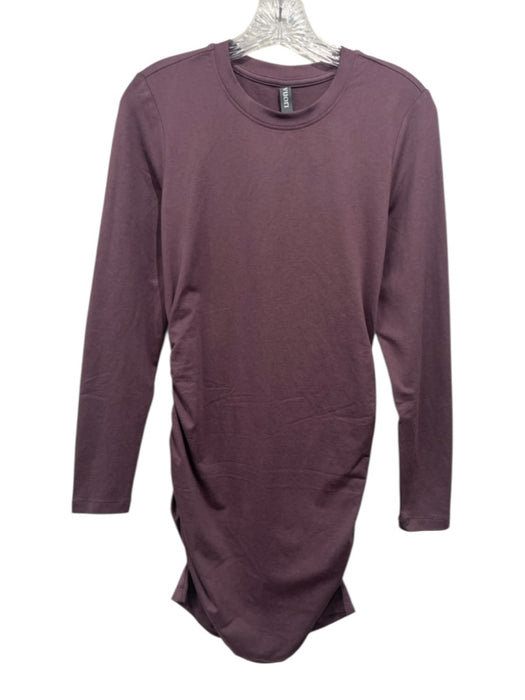 Vuori Size L Purple Polyester Long Sleeve Rouched Sides Dress Purple / L