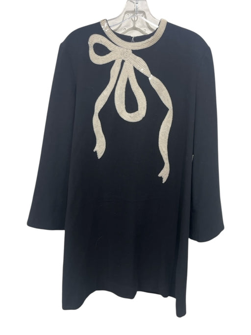 Tuckernuck Size L Black & Beige Polyester Bow detail Sequin Design Dress Black & Beige / L