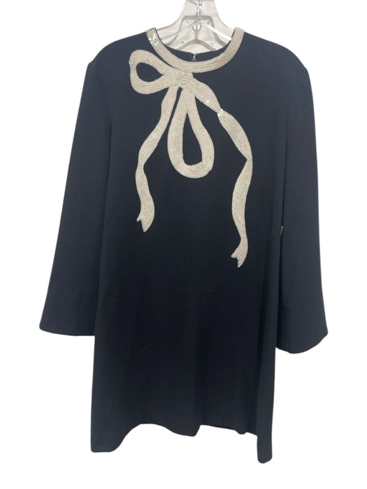 Tuckernuck Size L Black & Beige Polyester Bow detail Sequin Design Dress Black & Beige / L