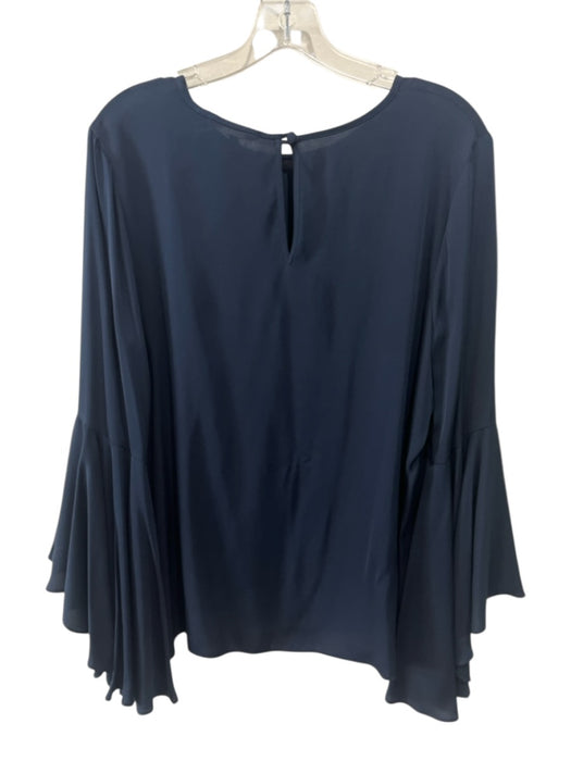 Milly Size 12 Blue Silk Long Bell Sleeve Top Blue / 12