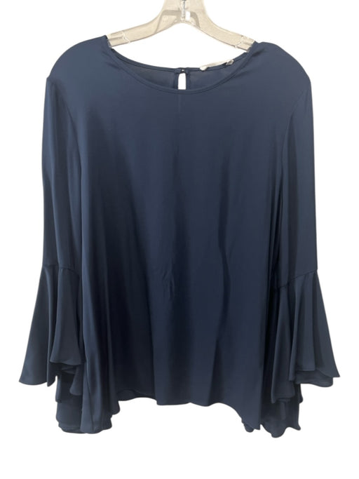 Milly Size 12 Blue Silk Long Bell Sleeve Top Blue / 12
