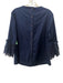 Ted Baker Size 4 Navy Blue Cotton Back Button Long Sleeve Floral Eyelet Top Navy Blue / 4