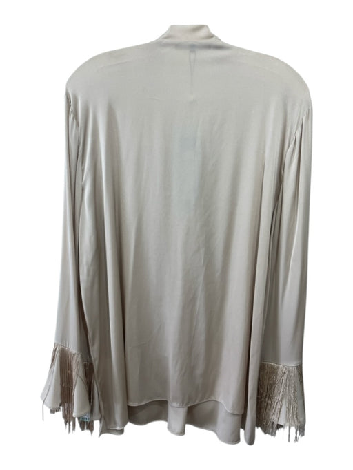 Kobi Halperin Size XXL Beige Crystal & Beads Long Bell Sleeve Fringe Detail Top Beige / XXL