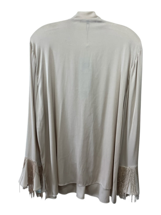 Kobi Halperin Size XXL Beige Crystal & Beads Long Bell Sleeve Fringe Detail Top Beige / XXL