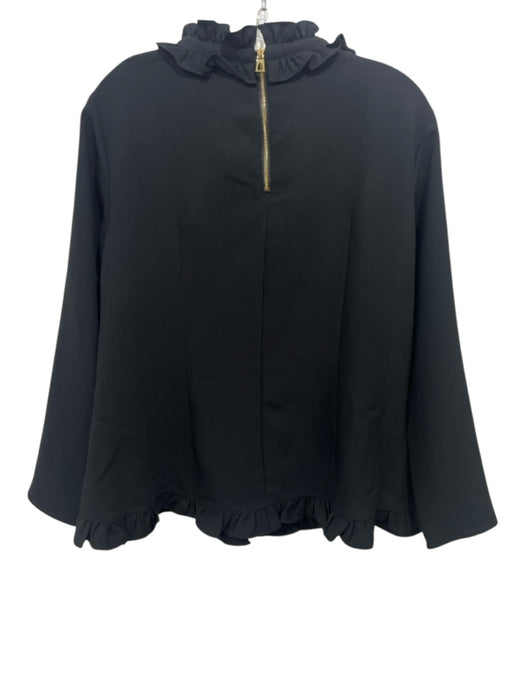 Sail To Sable Size XL Black Polyester Long Sleeve Ruffle Details Back Zip Top Black / XL