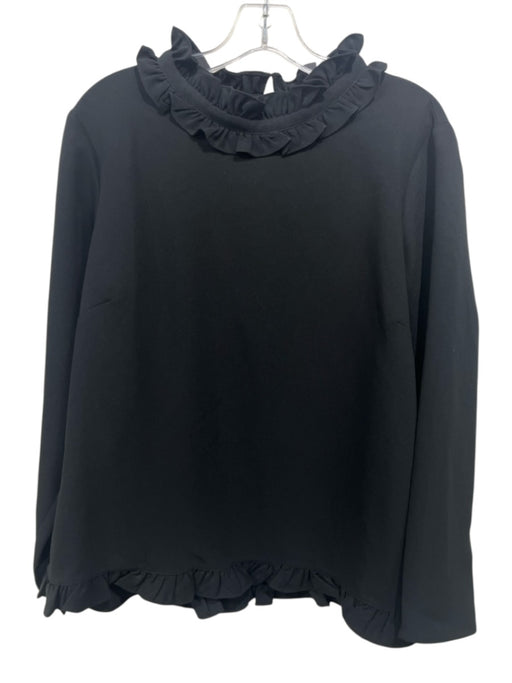 Sail To Sable Size XL Black Polyester Long Sleeve Ruffle Details Back Zip Top Black / XL