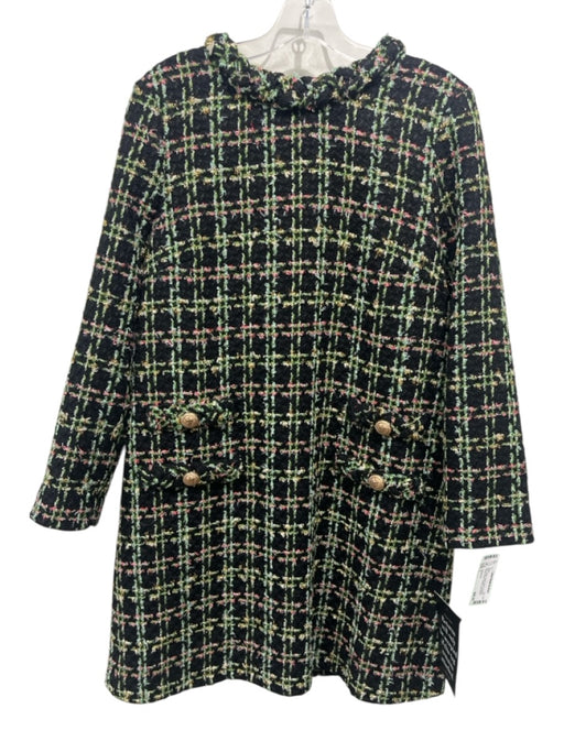 Tuckernuck Size L Black, Green, Multi Polyester Tweed Button Details Dress Black, Green, Multi / L