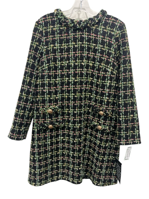 Tuckernuck Size L Black, Green, Multi Polyester Tweed Button Details Dress Black, Green, Multi / L