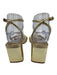 MNG Shoe Size 37 Gold Leather Block Heel Open Toe Strappy Shine Sandals Gold / 37