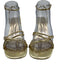 MNG Shoe Size 37 Gold Leather Block Heel Open Toe Strappy Shine Sandals Gold / 37