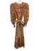 Celia B Size S Brown, Gold, Orange Viscose & Rayon Long Sleeve Long Sleeve Dress Brown, Gold, Orange / S