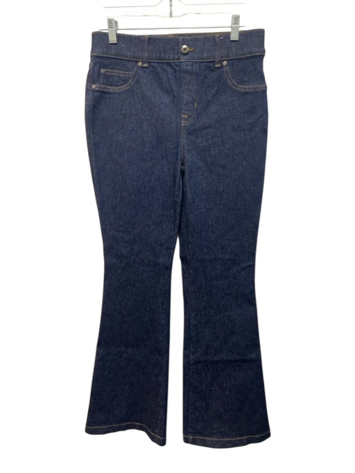 Spanx Size M Dark Wash Cotton Blend High Rise Faux Buttons Boot Cut Jeans Dark Wash / M