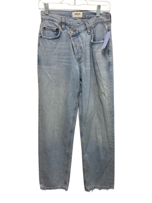 Agolde Size 24 Light Wash Cotton Asymetric Button Fly Wide Leg Jeans Light Wash / 24