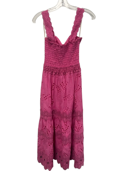 Waimari Size XS Pink Cotton Cut Outs Sleeveless Cut Out Smocked Back Dress Pink / XS