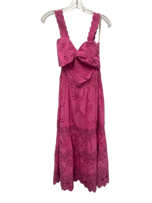 Waimari Size XS Pink Cotton Cut Outs Sleeveless Cut Out Smocked Back Dress Pink / XS