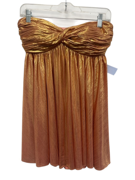 Retrofete Size S Gold & Pink Polyester Sleeve Cut Outs Sleeveless pleats Dress Gold & Pink / S
