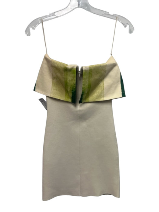 Alexis Size XS Beige & Green Viscose & Nylon Fold Over Sleeveless Dress Beige & Green / XS