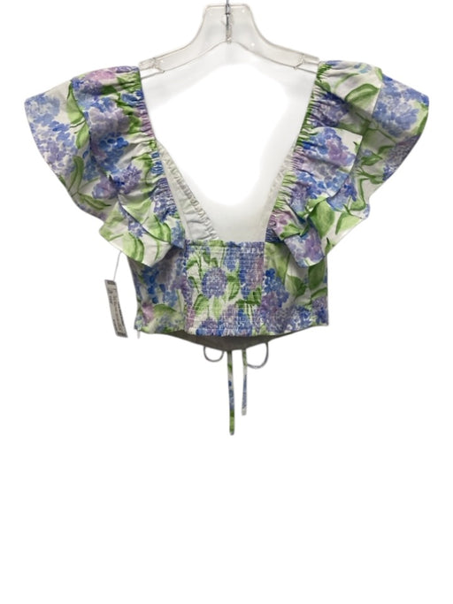 Hill House Size XS/S White, Blue, Green Polyester Crop Top Floral Skirt Set White, Blue, Green / XS/S