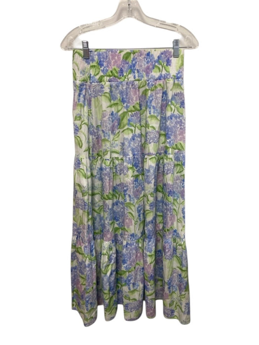 Hill House Size XS/S White, Blue, Green Polyester Crop Top Floral Skirt Set White, Blue, Green / XS/S