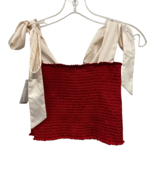 Koch Size S Red & White Polyester Smocked Bodice Crop tie shoulder straps Top Red & White / S