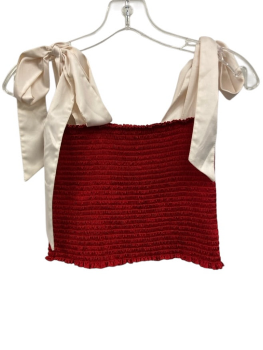 Koch Size S Red & White Polyester Smocked Bodice Crop tie shoulder straps Top Red & White / S