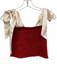 Koch Size S Red & White Polyester Smocked Bodice Crop tie shoulder straps Top Red & White / S