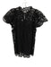 Ulla Johnson Size 2 Black Cotton Short Sleeve Cut Outs Split Neck Tassels Top Black / 2