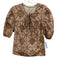 Marie Oliver Size S Brown, white, purple Cotton Long Sleeve Split Neck Top Brown, white, purple / S