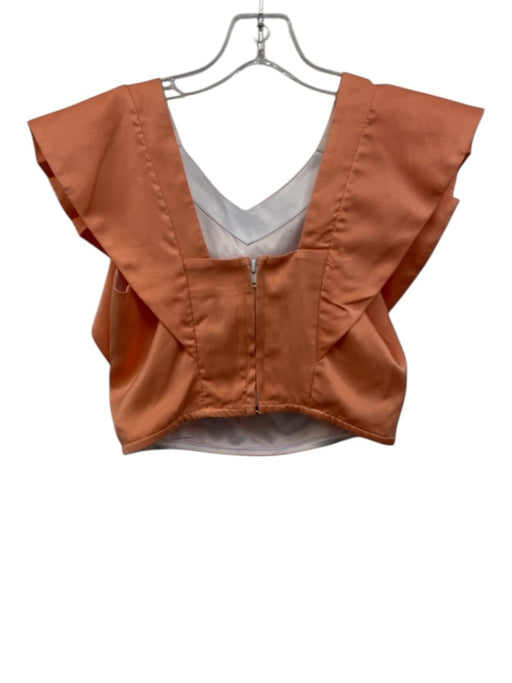 Koch Size M Orange Polyester Ruffle Cap Sleeve Crop Square Back Back Zip Top Orange / M