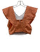 Koch Size M Orange Polyester Ruffle Cap Sleeve Crop Square Back Back Zip Top Orange / M