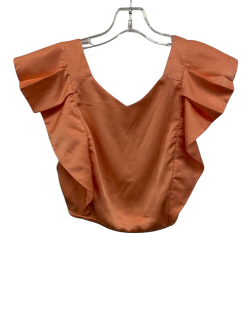 Koch Size M Orange Polyester Ruffle Cap Sleeve Crop Square Back Back Zip Top Orange / M