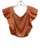 Koch Size M Orange Polyester Ruffle Cap Sleeve Crop Square Back Back Zip Top Orange / M