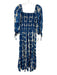 Cara Cara Size XS Blue & White Cotton Smocked Bodice Long Sleeve Dress Blue & White / XS