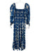 Cara Cara Size XS Blue & White Cotton Smocked Bodice Long Sleeve Dress Blue & White / XS