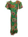 Banjanan Size S Green, Pink, Multi Cotton Ruffle Short Sleeve Floral Midi Dress Green, Pink, Multi / S