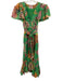 Banjanan Size S Green, Pink, Multi Cotton Ruffle Short Sleeve Floral Midi Dress Green, Pink, Multi / S