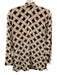 Rixo Size XS White & Brown Viscose Long Sleeve Tie Neck Waffle Woven Print Top White & Brown / XS