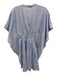 Mary Square Size XS White & Blue Cotton Tunic Stripes Split Neck Dress White & Blue / XS