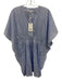 Mary Square Size XS White & Blue Cotton Tunic Stripes Split Neck Dress White & Blue / XS