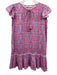 Bindu Size S Blue & Pink Cotton Floral Ruffle Cap Sleeve Split Neck Pleats Dress Blue & Pink / S