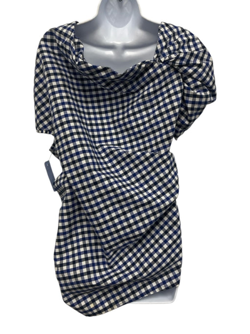 Tish Cox Size XS Blue, Black, White Cotton Gingham Twist Draped Top Blue, Black, White / XS