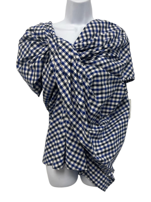 Tish Cox Size XS Blue, Black, White Cotton Gingham Twist Draped Top Blue, Black, White / XS