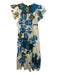 Truth Size S Cream, Blue, Brown Cotton Surplice Abstract Floral Maxi Dress Cream, Blue, Brown / S